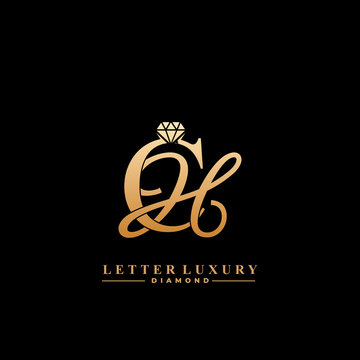 Initial Letter Luxury CH with diamond. Diamond Icon in Flat Style Logo.