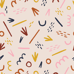 Colorful abstract pattern. Repeat pattern of bright colors and geometric figures.