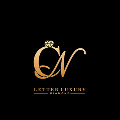 Initial Letter Luxury CN with diamond. Diamond Icon in Flat Style Logo.