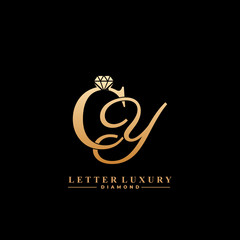 Initial Letter Luxury CY with diamond. Diamond Icon in Flat Style Logo.
