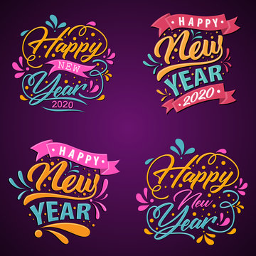 Set of Happy 2020 new year insta color banner for your seasonal holidays