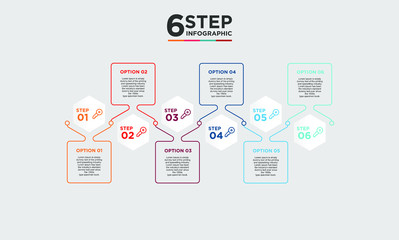 6 step infographic element. Business concept with six options and number, steps or processes. data visualization. Vector illustration.