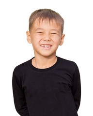 smiling boy on a white background
