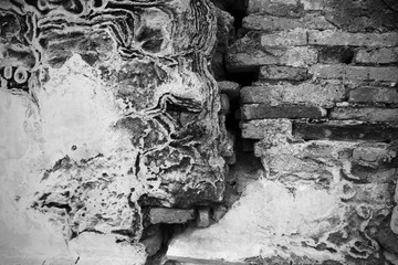 Wall the style vintage black gray background of old cement brick texture has white many horizontal block which are beautiful.