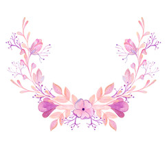 Fototapeta na wymiar pink bouquet watercolor frame