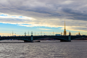 Fototapeta na wymiar Trinity bridge across the Neva river in St. Petersburg, Russia