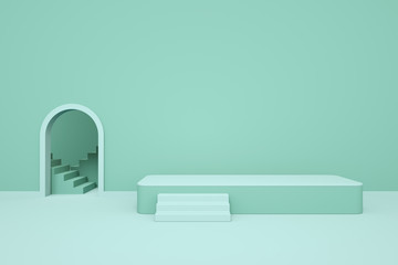 3d rendering abstract platform, minimal pastel podium display scene.