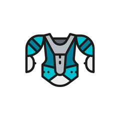 Hockey uniform, sports sweater, sweatshirt flat color line icon.