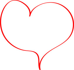 Red heart - outline drawing for an emblem or logo. Template for greeting card for Valentine's Day.