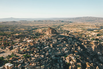 Ancient city in Cappadocia Turkey from above