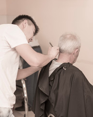 Hairdresser, master works with clients