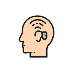 Bone Anchored Hearing Aid, BAHA flat color line icon.