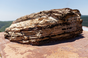 Banded chert is a layered mix of volcanic ash, chert and shale sediment. Ancient rock at the...