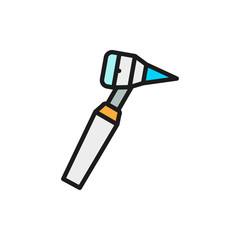 Medical otoscope tool flat color line icon. Isolated on white background