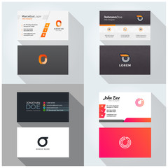 O letter logo professional corporate Visiting card, Modern Multipurpose design template. Set of 4 Business cards
