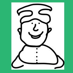 portrait of a cheerful little man in a nightcap