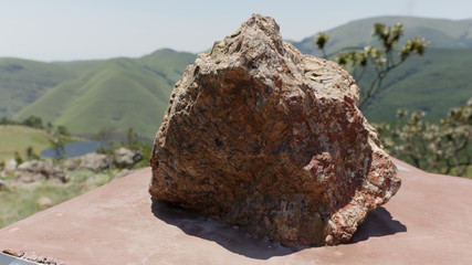 Tsunami conglomerate, a sedimentary rock formed from rock fragments cemented together by much finer...