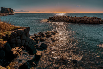 Blick auf Capri im Abendrot