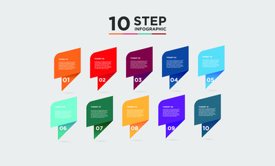 10 step infographic element. Business concept with ten options and number, steps or processes. data visualization. Vector illustration.