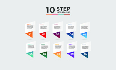 10 step infographic element. Business concept with ten options and number, steps or processes. data visualization. Vector illustration.