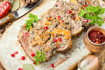 Meat festive roll.