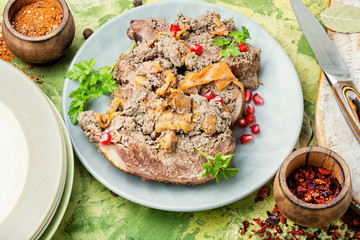 Roasted duck roll stuffed