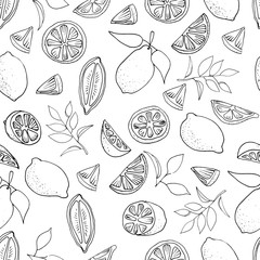 Bright summer seamless doodle pattern with cute limes sketch. Hand drawn trendy background. design background greeting cards, invitations, fabric, textiles, packaging and wallpaper.