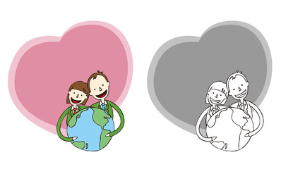 School life.Students holding a globe.Learn the world from school.