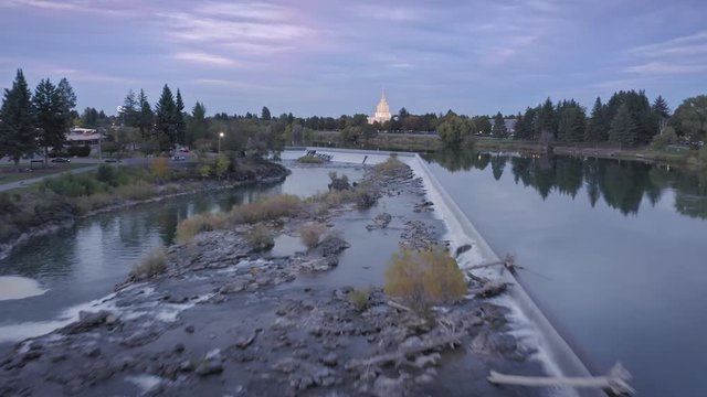 Idaho Falls & snake river at sunset. Idaho, USA 