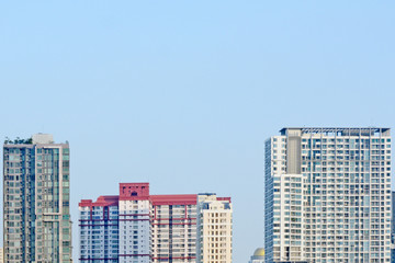 Building cityscape in city on blue sky