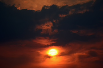 beautiful sunset behind the clouds