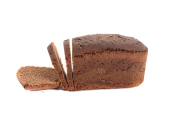 Black sliced bread. Isolated on a white background. The view from the top