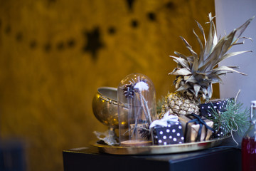 festive table decoration for new year holidays