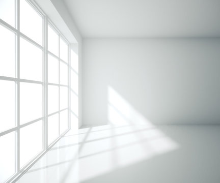 Empty interior with big panoramic window