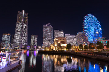 横浜の夜景　みなとみらい21