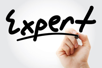 Expert text with marker, business concept background
