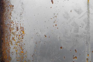 Painted metal rusted background. Metal rust texture. Erosion metal. Scratched and dirty texture on outdoor rusted metal wall.
