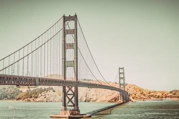 Vintage retro effect filtered image of Golden Gate Bridge in San Francisco, California, USA