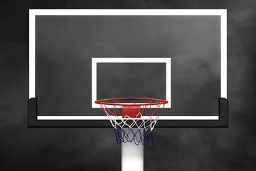Basketball hoop on black background © fotokitas