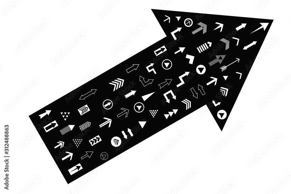 Poster arrows black set icons vector set collections. arrow cursor modern simple illustration