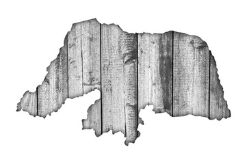 Karte von Rio Grande do Norte auf verwittertem Holz