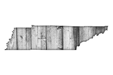 Karte von Tennessee auf verwittertem Holz