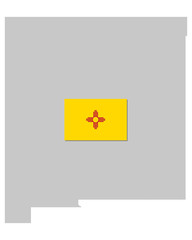 Fahne und Landkarte von New Mexico