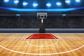 Stoff pro Meter Hintergrund der professionellen Basketballplatzarena © fotokitas