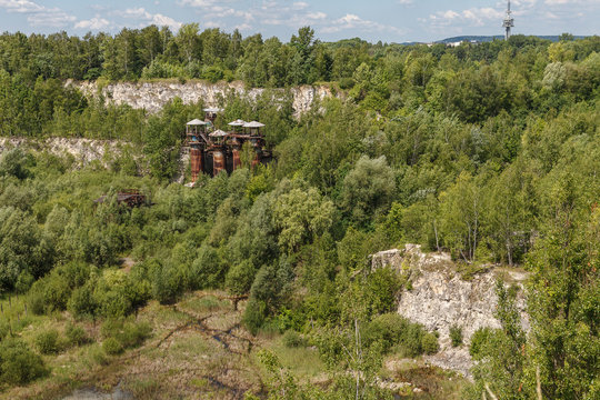 Former quarry Liban in Krakow, Poland. Remains of a limestone quarry & WWII labor camp