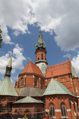 St. Joseph's Church built from red brick. Gothic architecture in Krakow, Poland.