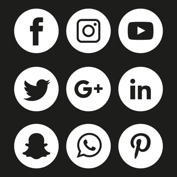 Social Media flat icons technology, network, computer concept. background  group star smiley face sale. Share, Like, Vector illustration Twitter, YouTube, WhatsApp, Snapchat, Facebook, instagram