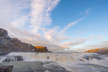 Gullfoss waterfall seen from nearby with no people, Iceland