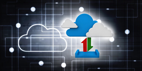 3d illustration Cloud with uploading downloading arrow 