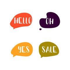 Bubble talk phrases. Online chat clouds with different words